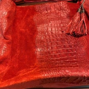 Suede hobo bag gently used with dust cover in good condition